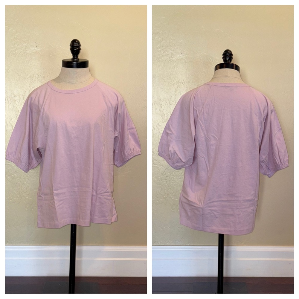 J Crew Puff-Sleeve T-Shirt Cotton Lavender Size Medium